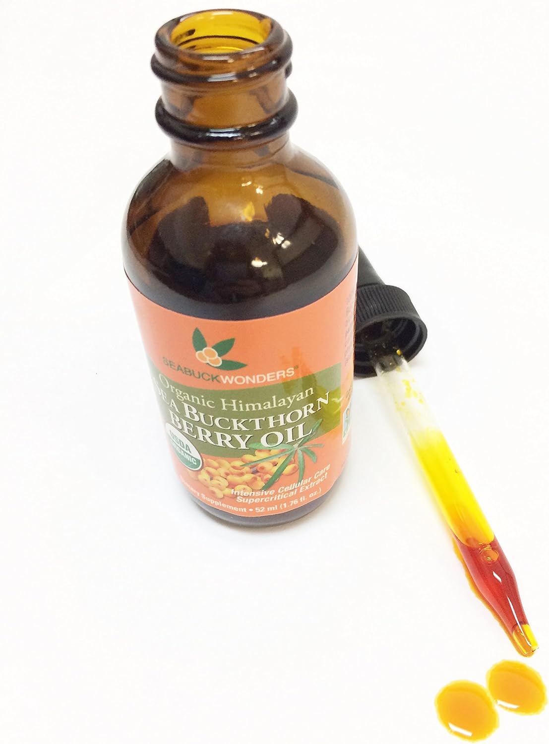 Organic Sea Buckthorn Berry Oil 1.76 FL OZ Bottle - Pack of 12 - SEA-BUCK-WONDERS