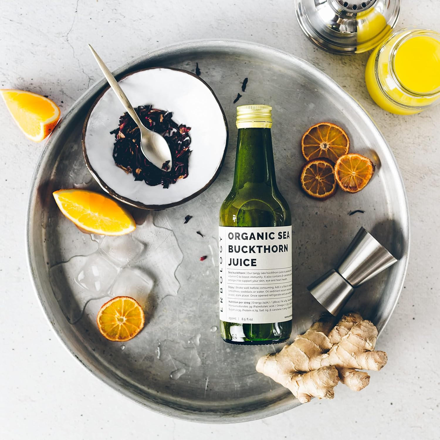 Organic Sea Buckthorn Juice 8.5 fl oz - Immunity Support, Energy Boost - Rich in Vitamin C, Omega-7, Beta-carotene - Undiluted, No Sugar - Non-GMO - Recyclable Glass - Erbology