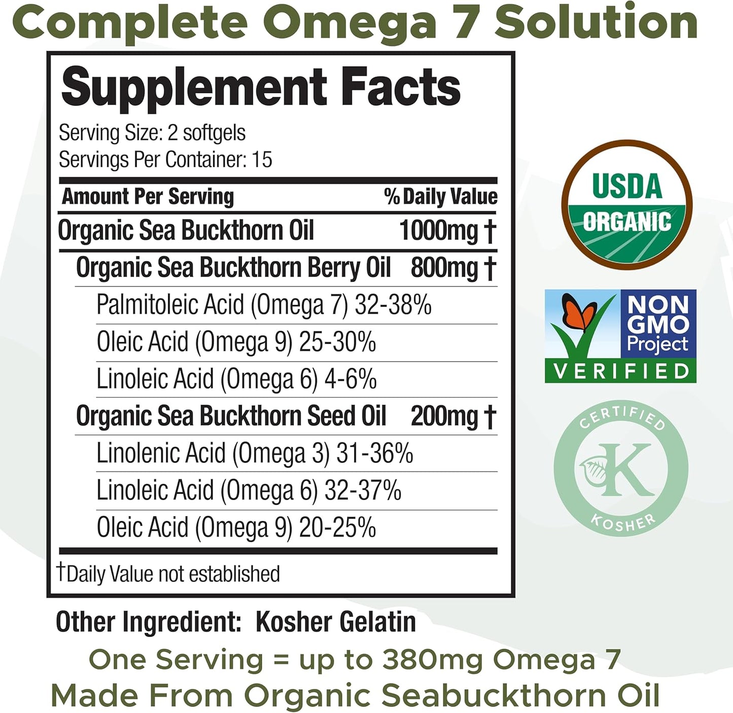 Organic Sea Buckthorn Oil Softgels, 500mg - 30 Count - SEABUCKWONDERS Omega-7 Complete - BoostGo Australia