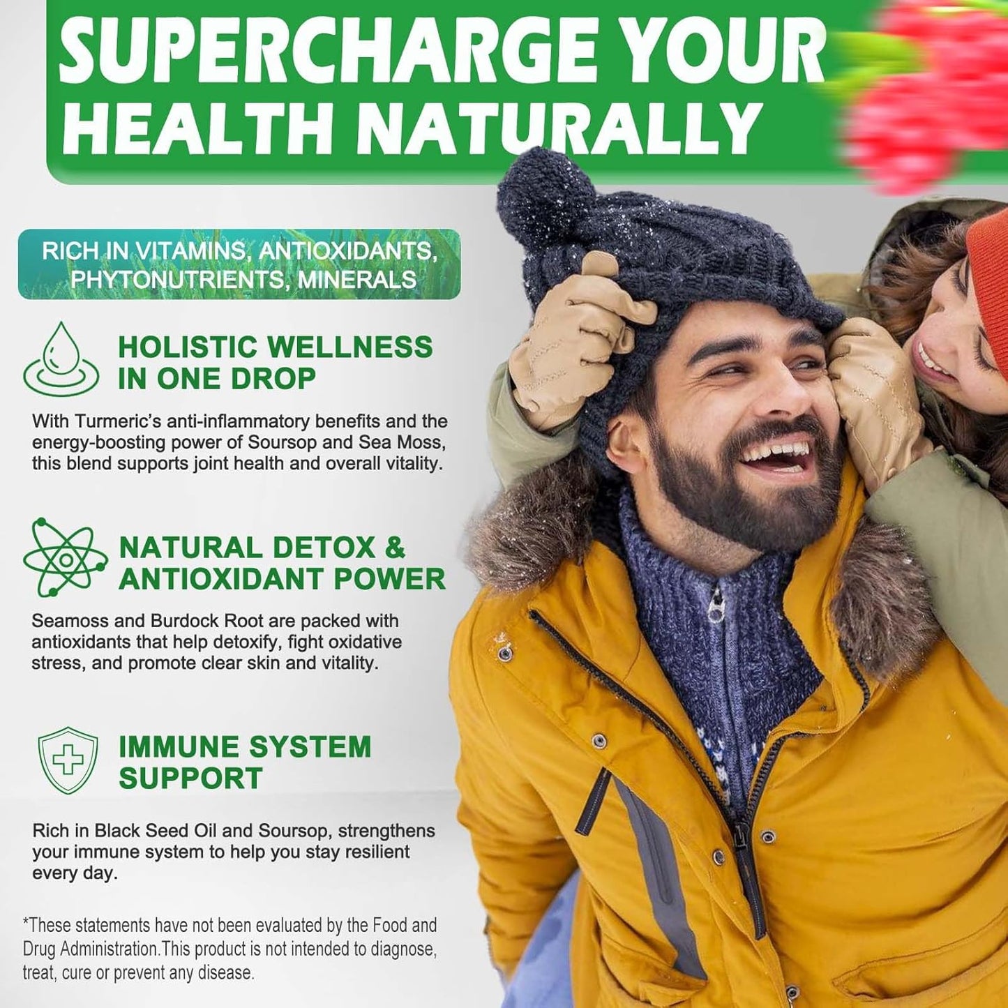 Organic Sea Moss Black Seed Oil Soursop Drops with Multiminerals for Immune & Digestive Support