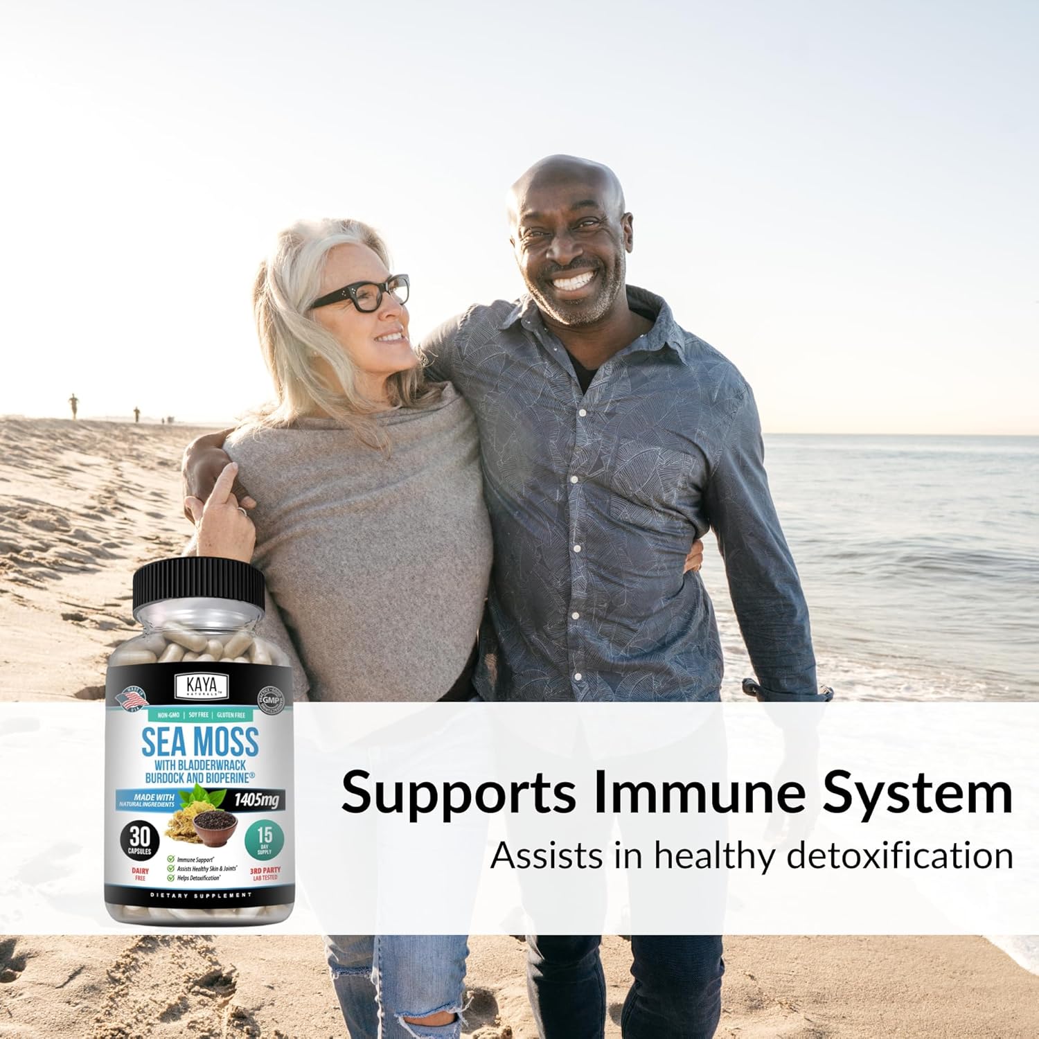 Organic Sea Moss Mobility Supplement with Burdock Root and Bladderwrack - Immune Boosting Health Formula for Men and Women, 30 Capsules