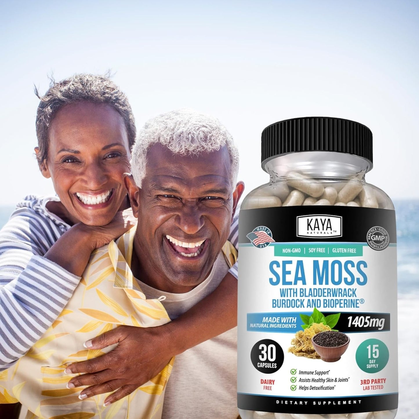 Organic Sea Moss Mobility Supplement with Burdock Root and Bladderwrack - Immune Boosting Health Formula for Men and Women, 30 Capsules