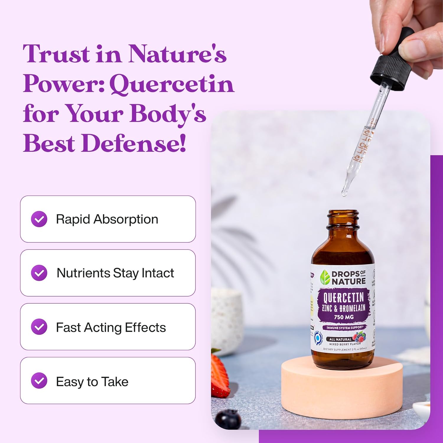 Organic Sea Moss & Quercetin Liquid Drops Bundle - 750mg & 1000mg - Pella Nutrition Drops Of Nature