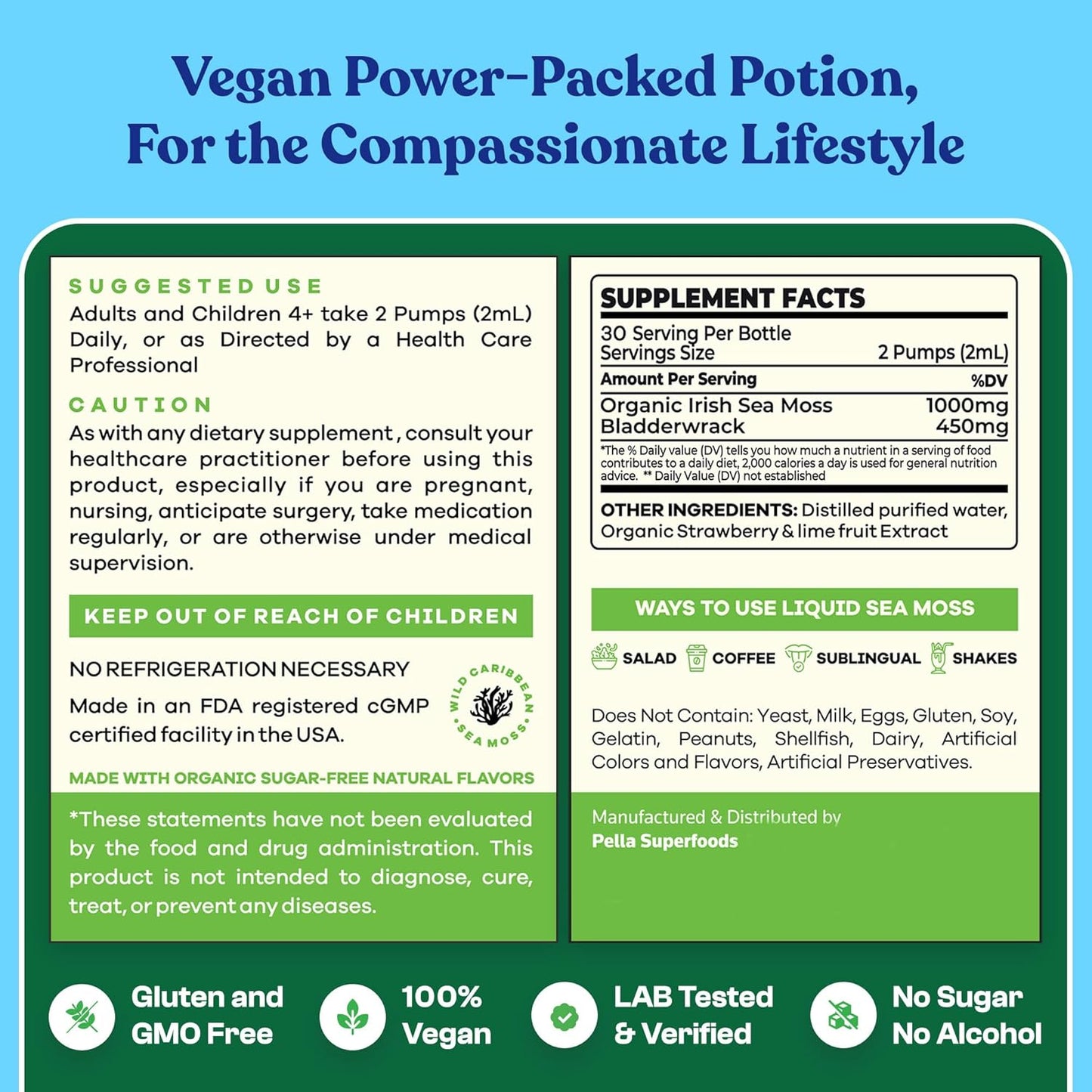 Organic Sea Moss & Quercetin Liquid Drops Bundle - 750mg & 1000mg - Pella Nutrition Drops Of Nature