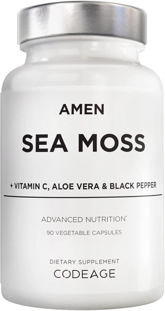 Organic Sea Moss Supplement with Bladderwrack and Burdock - 1000mg Capsules with Vitamin C and Antioxidants - Seaweed Superfood for Vitamins and Minerals - Non-GMO - 90 Count