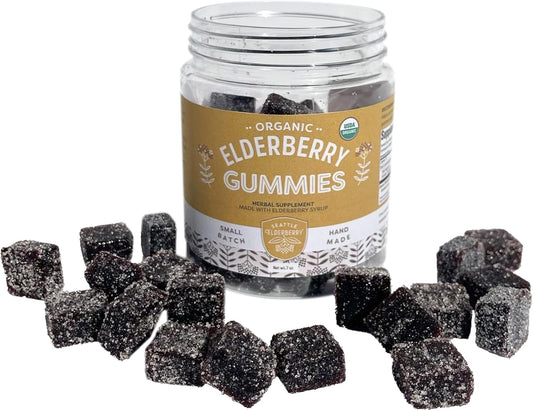 Organic Seattle Elderberry Gummies - Gluten-Free Immune Support Supplement - Made in USA - 7oz