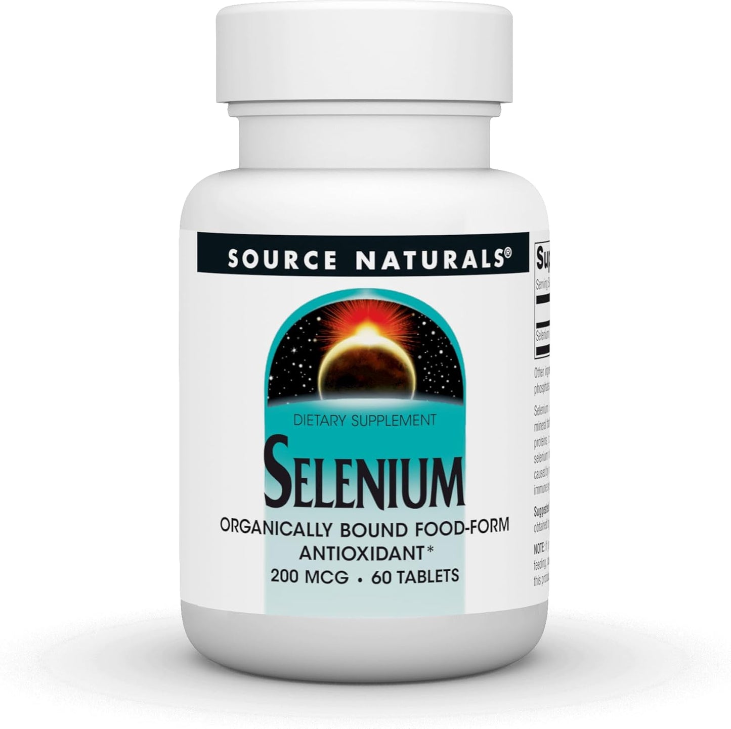 Organic Selenium Supplement - 200 mcg, 60 Tablets - Food-Form Antioxidant by Source Naturals