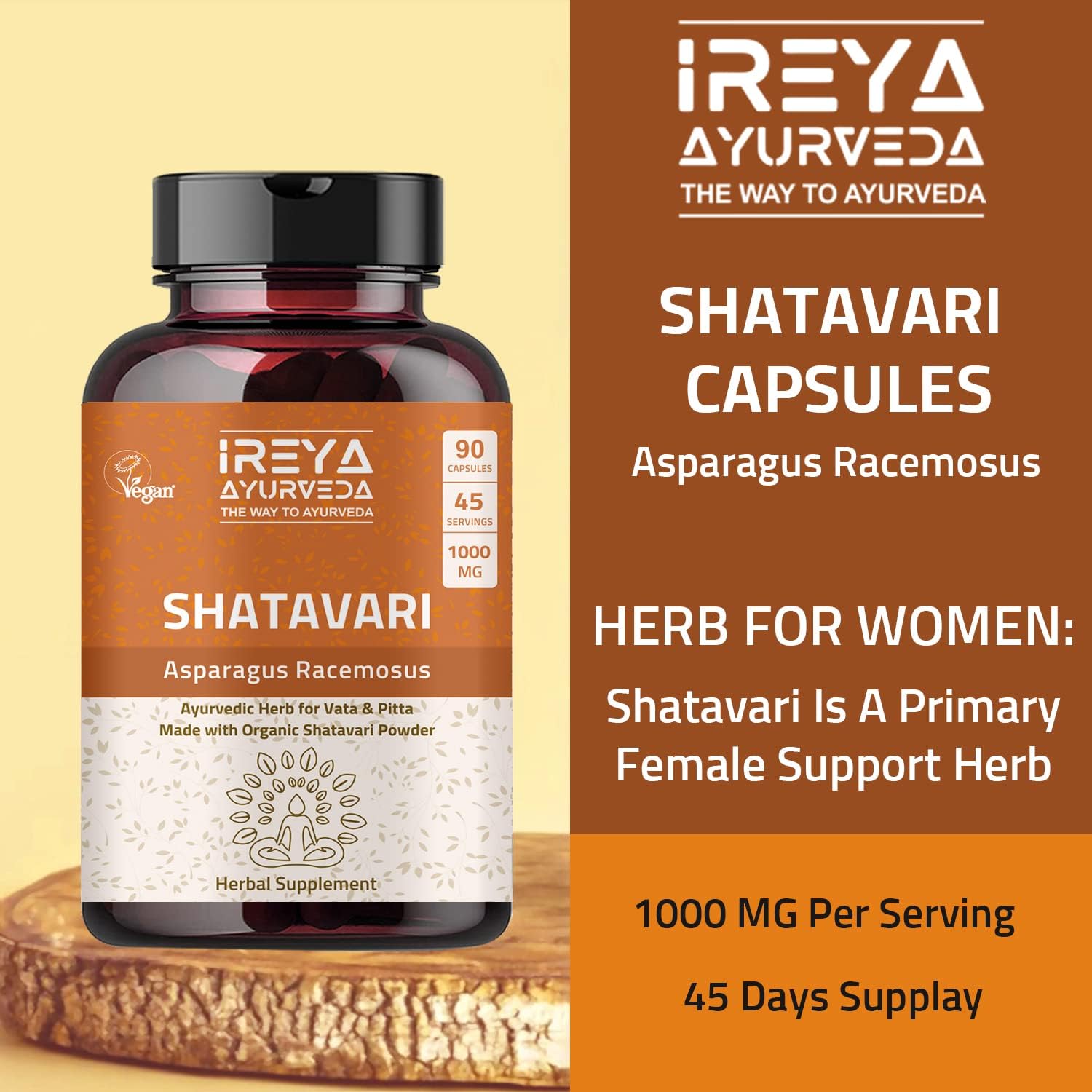 Organic Shatavari Capsules 1000mg - Ayurvedic Lactation Supplement for Women - 90 Capsules
