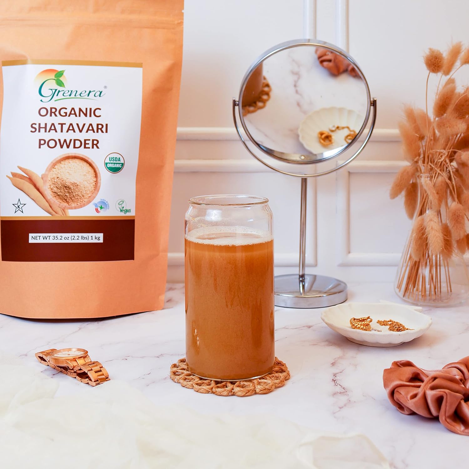 Organic Shatavari Powder 2.2 lbs (1 kg) - USDA Certified Rejuvenate Herb from Grenera