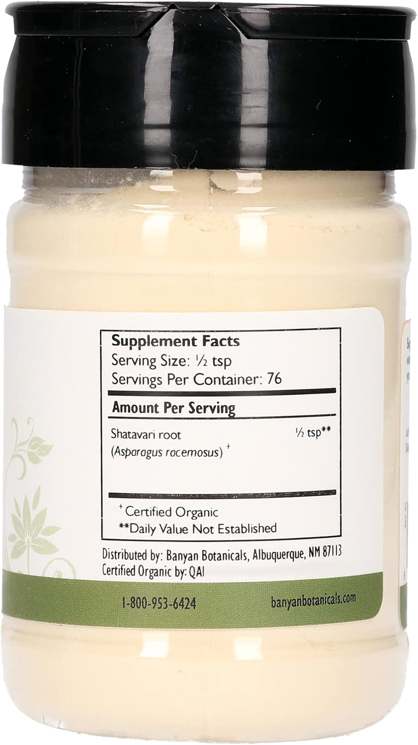 Organic Shatavari Powder for Balanced Female Hormones and Energy - Ayurvedic Herb for Vata & Pitta - Non-GMO Vegan Formula in Spice Jar