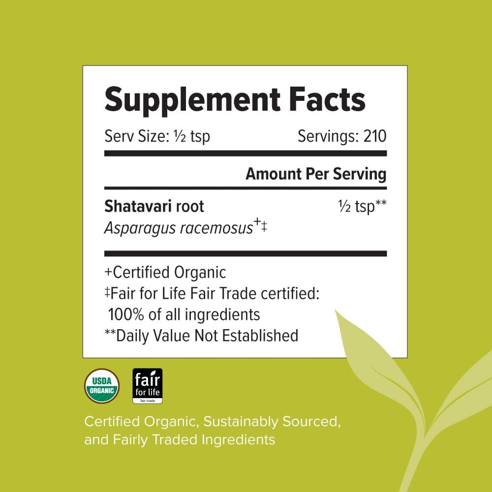 Organic Shatavari Powder for Balanced Female Hormones and Energy - Ayurvedic Herb for Vata & Pitta - Non-GMO Vegan Formula in Spice Jar