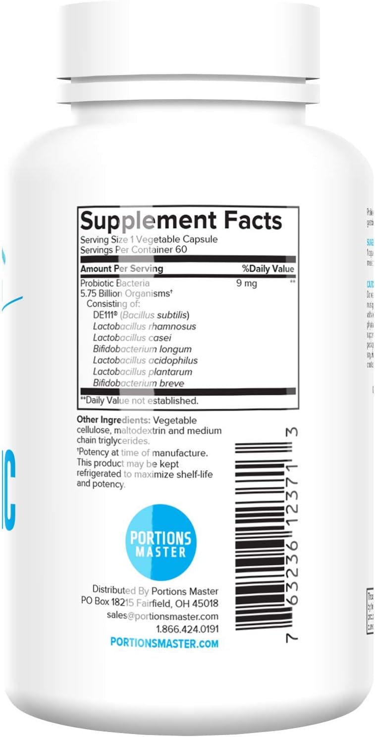 Organic Shelf Stable Probiotic Supplement for Women and Men - 5.75 Billion CFU, 60 Servings, Acidophilus Prebiotic