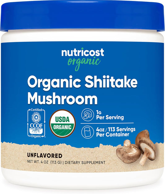 Organic Shiitake Mushroom Powder - 4 oz, Gluten-Free, Non-GMO by Nutricost