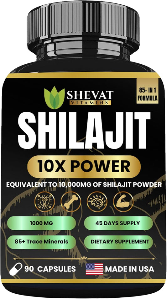 Organic Shilajit Capsules 22000mg with 85+ Trace Minerals for Energy & Immune Support - Non-GMO Shilajit Pills for Men & Women - Made in USA