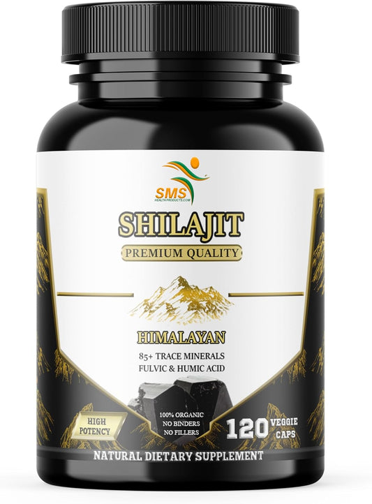 Organic Shilajit Pure Himalayan Capsules - 1,000mg Fulvic Acid Supplement - 120 Count - 85+ Trace Minerals - No Fillers or Binders