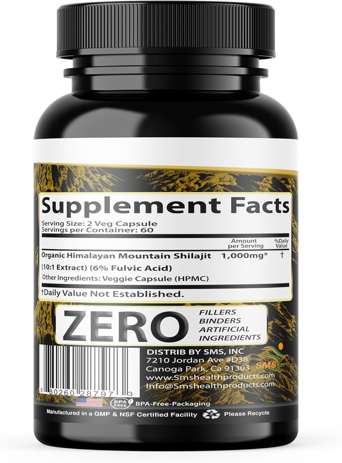 Organic Shilajit Pure Himalayan Capsules - 1,000mg Fulvic Acid Supplement - 120 Count - 85+ Trace Minerals - No Fillers or Binders