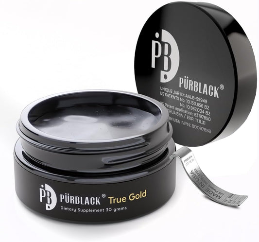 Organic Shilajit Supplement with True Gold Content | Pürblack® Live Resin Shilajit - High Bioavailability, Rich in Minerals & Antioxidants | Made in USA (60 Servings)
