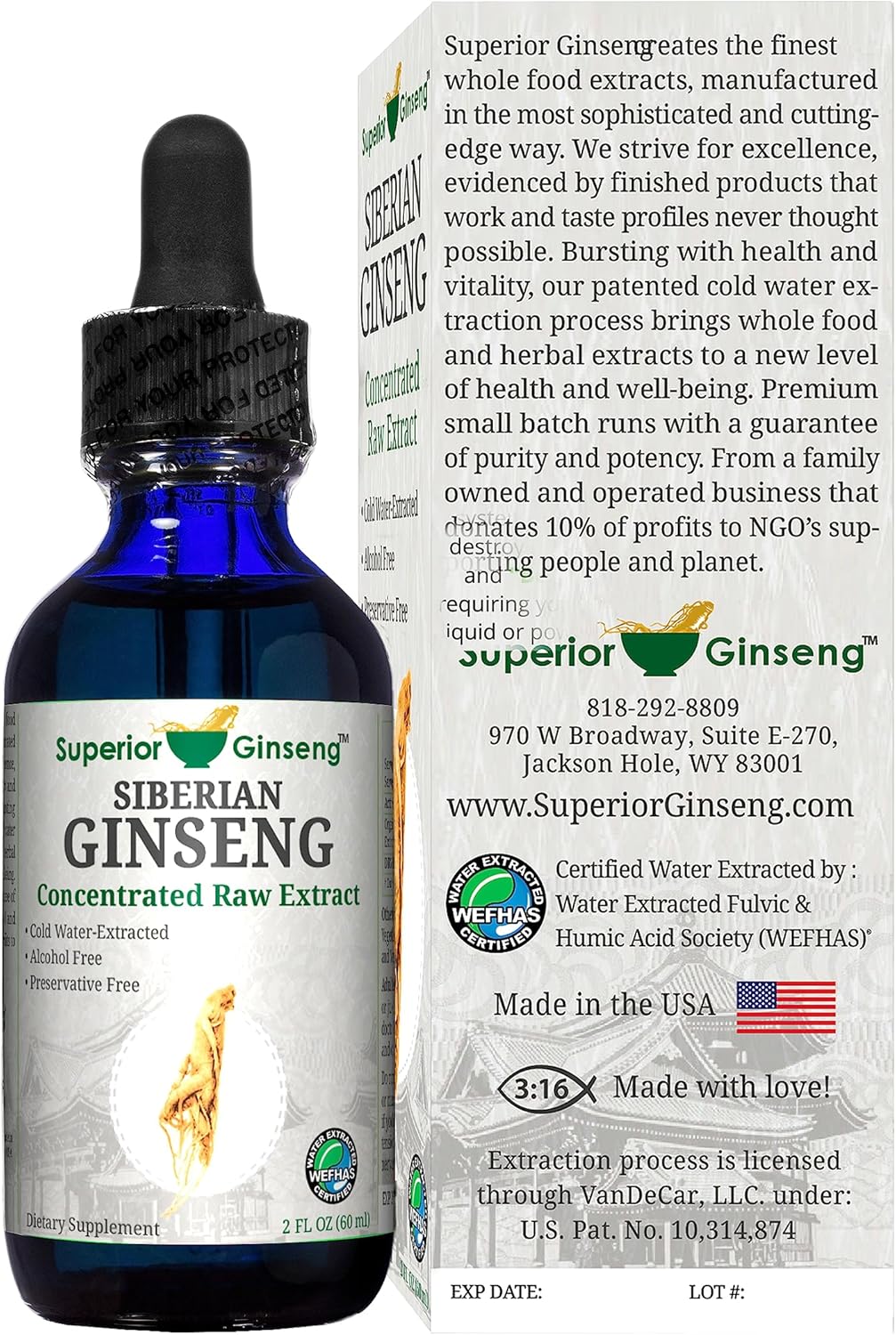 Organic Siberian Ginseng Root Extract - Alcohol-Free 2oz - Adaptogen for Stress & Immune Support - Cold Fulvic Mineral Water Extracted - BoostGo Australia