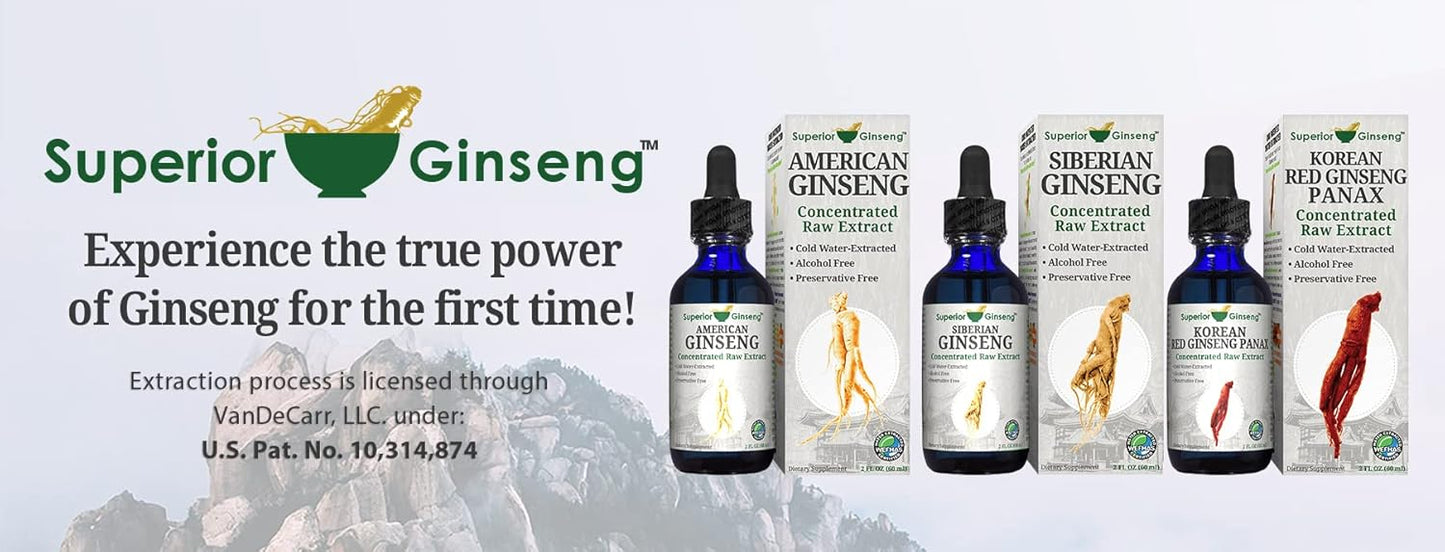 Organic Siberian Ginseng Root Extract - Alcohol-Free 2oz - Adaptogen for Stress & Immune Support - Cold Fulvic Mineral Water Extracted - BoostGo Australia