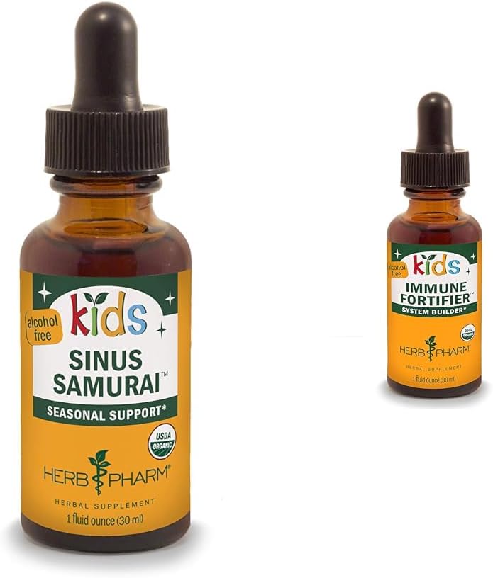 Organic Sinus Samurai & Immune Fortifier Herbal Formulas for Kids - 1 Fl Oz