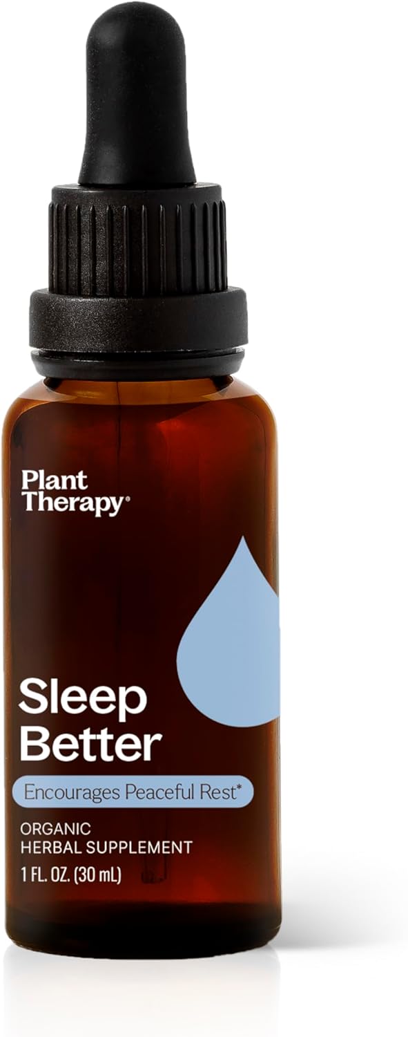 Organic Sleep Better Tincture 30 mL - Supports Relaxation & Sleep with Chamomile, Lemon Balm & Valerian Extracts - Plant Therapy