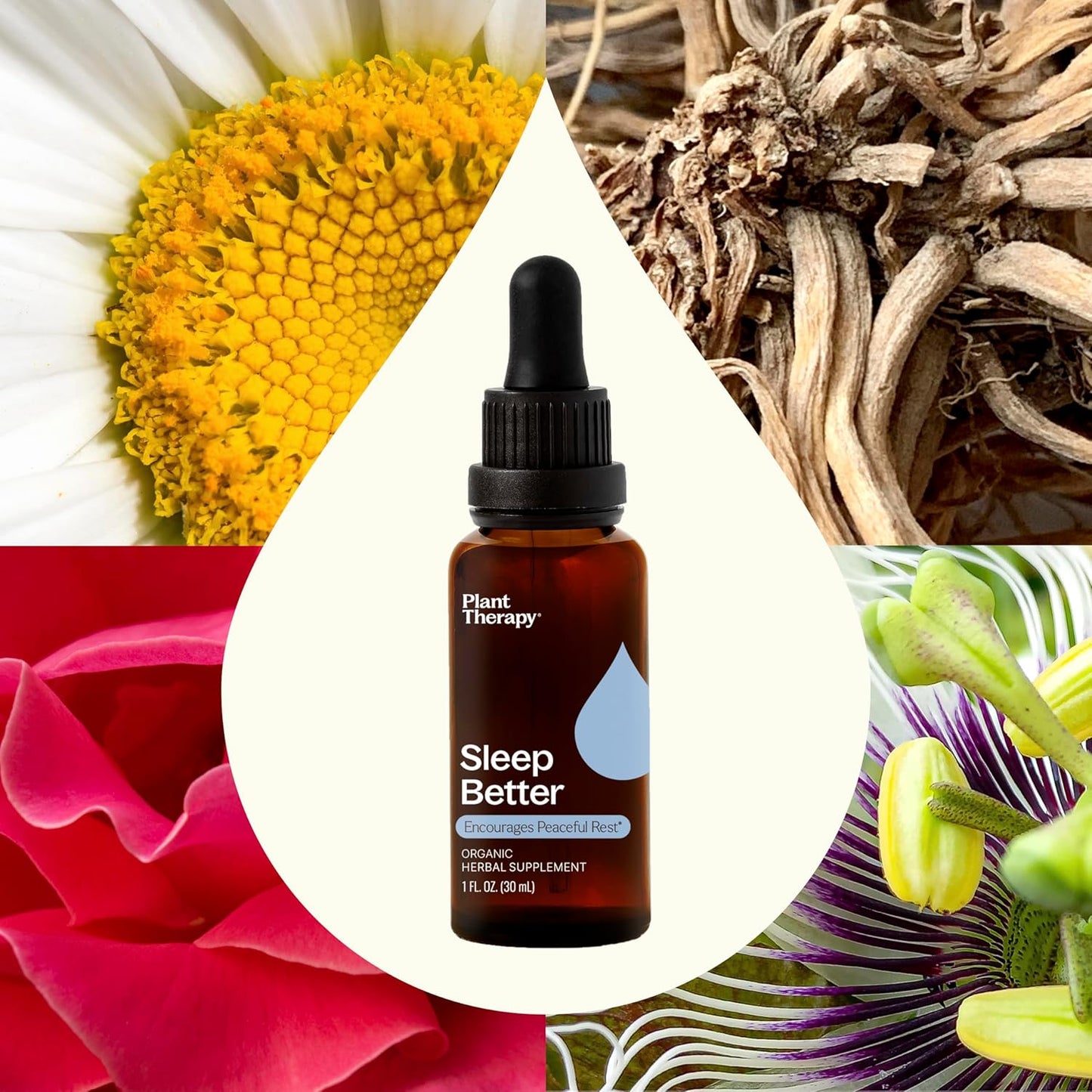 Organic Sleep Better Tincture 30 mL - Supports Relaxation & Sleep with Chamomile, Lemon Balm & Valerian Extracts - Plant Therapy