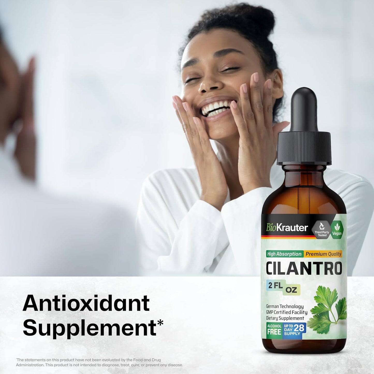 Organic Slippery Elm and Cilantro Tincture Set - 2 Fl. Oz. Each - Herbal Digestive Support