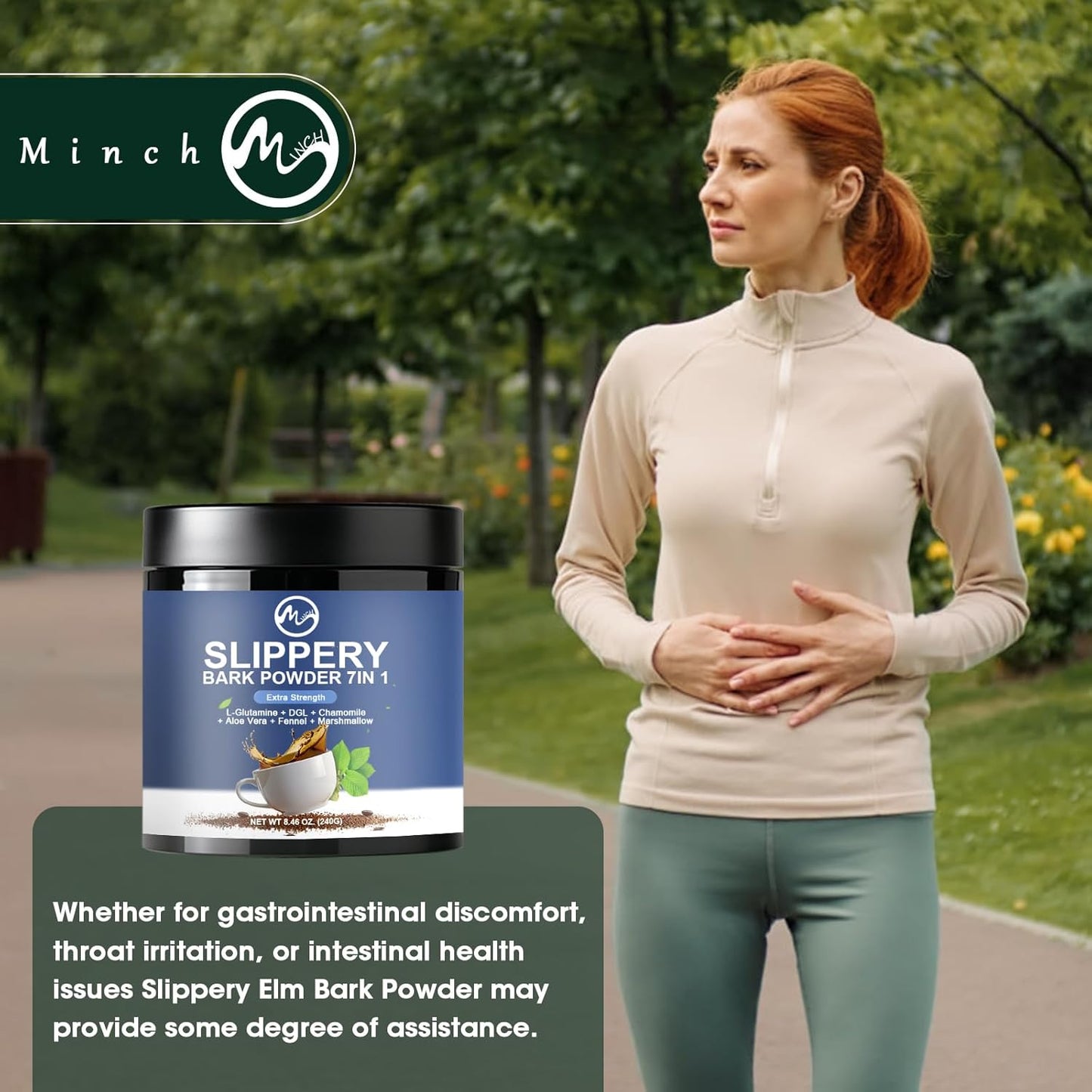 Organic Slippery Elm Bark Powder Blend for Throat & Digestive Support - 40 Servings