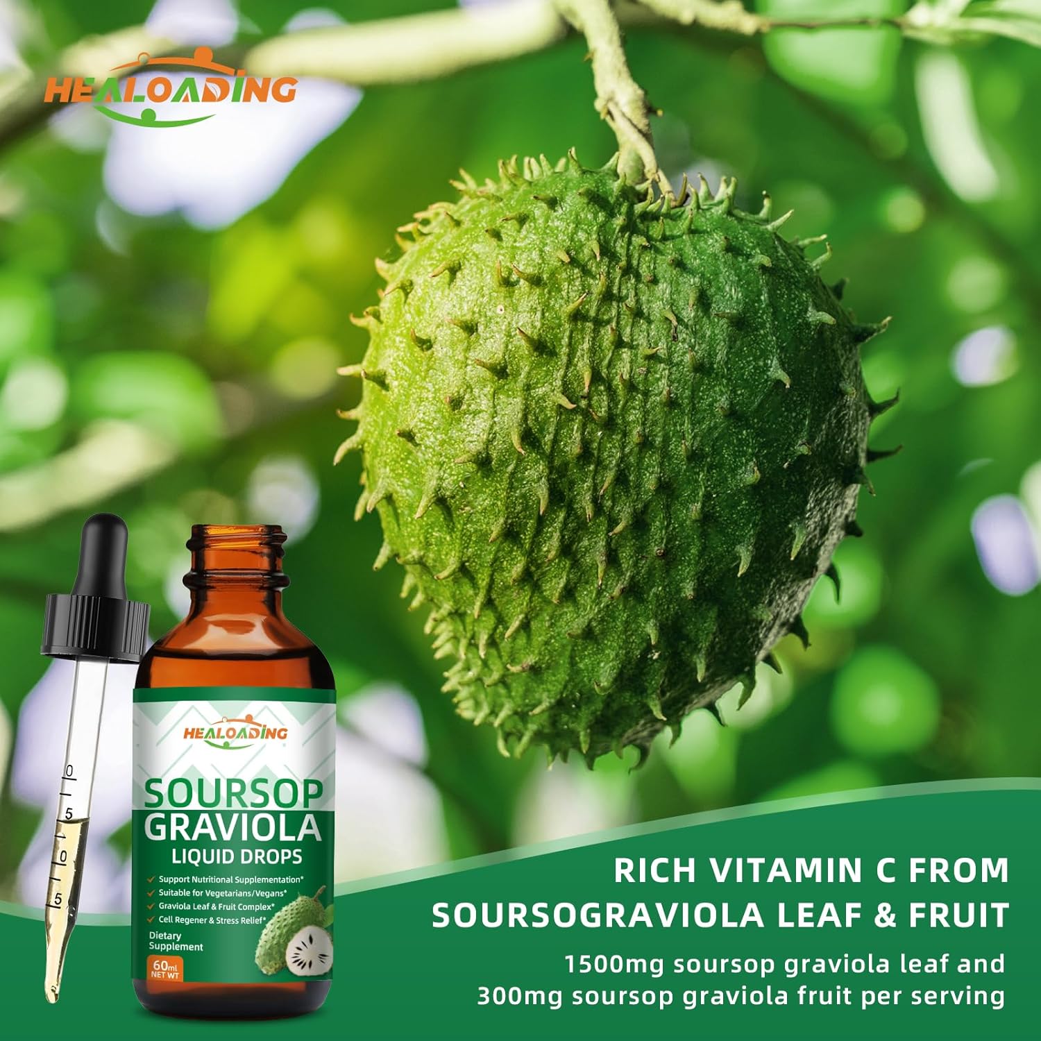Organic Soursop Bitters Liquid Drop: Graviola Leaf Extract for Cell Regeneration, Immune Support, Relaxation, and Antioxidant Boost