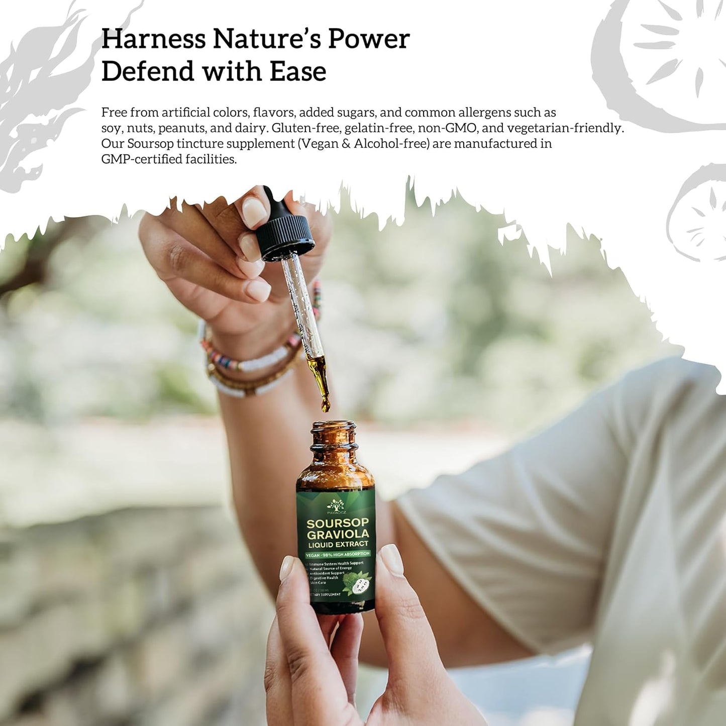 Organic Soursop Bitters Liquid Drops 4 Pack - Herbal Graviola Tincture for Immune Support & Cell Regeneration - Vegan Soursop Oil Supplements 1 Fl Oz