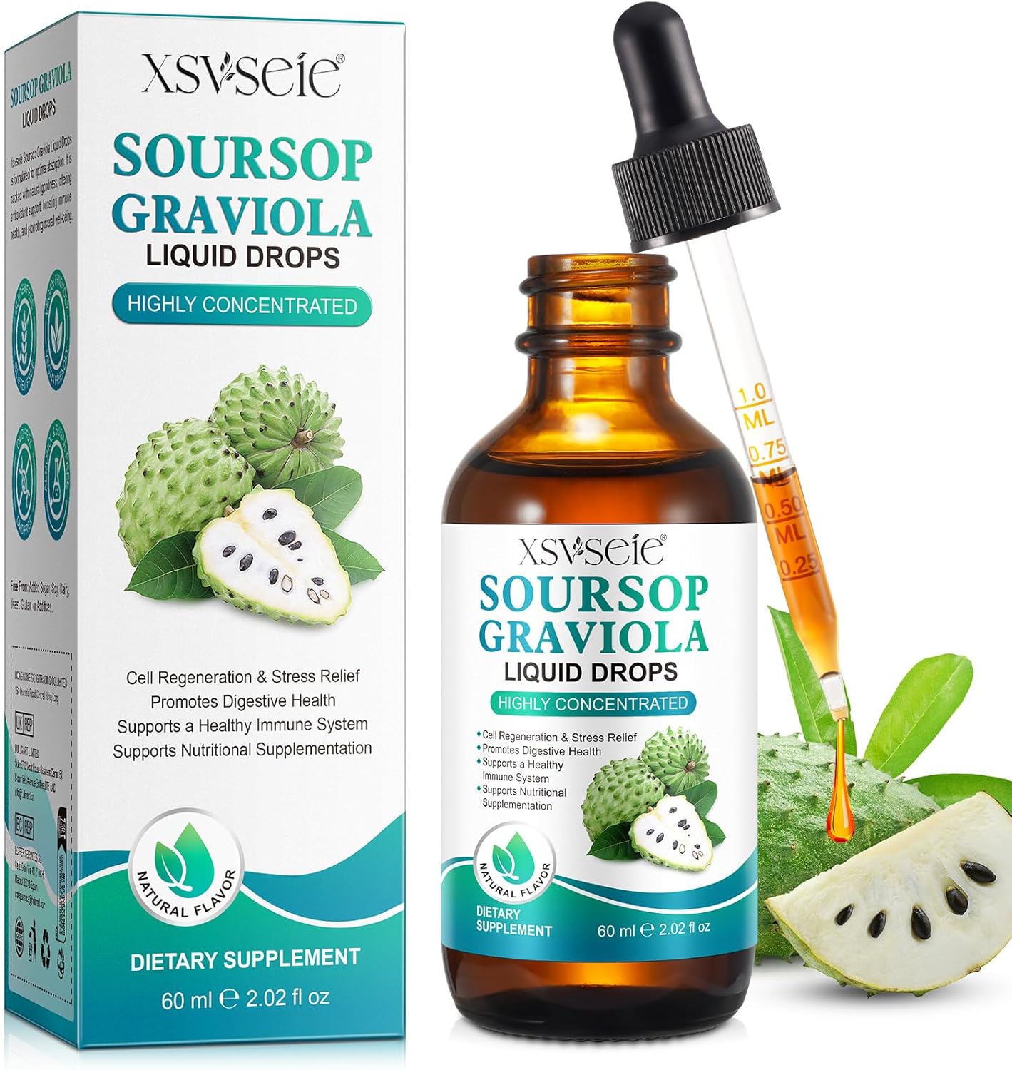 Organic Soursop Bitters Liquid Drops with Graviola Extract - Natural Multivitamin for Men & Women
