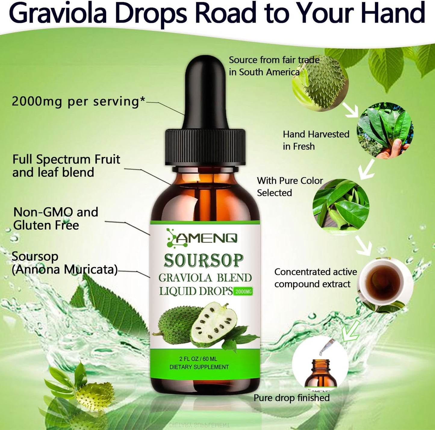 Organic Soursop Bitters Liquid with Multivitamin Drops - Immune & Energy Support