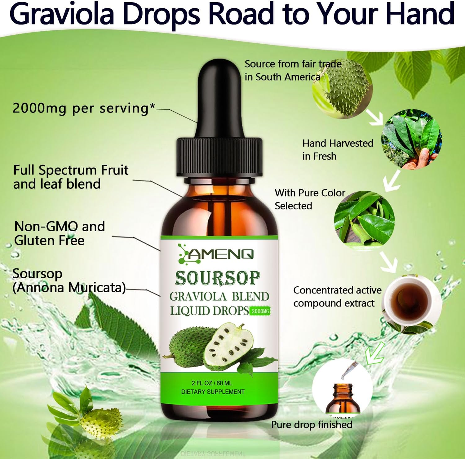 Organic Soursop Bitters Liquid with Multivitamin Drops - Immune & Energy Support