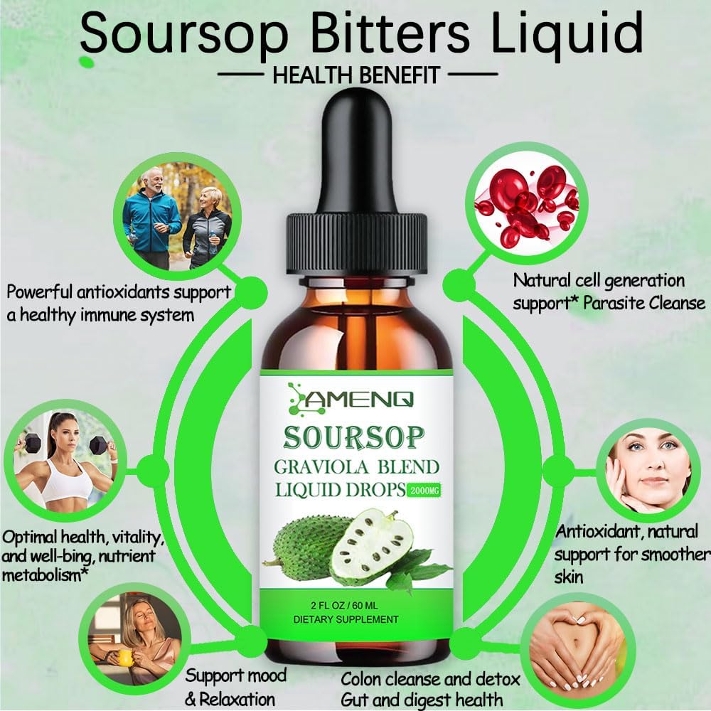 Organic Soursop Bitters Liquid with Multivitamin Drops - Immune & Energy Support