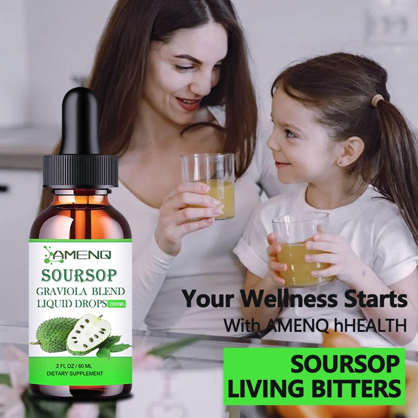 Organic Soursop Bitters Liquid with Multivitamin Drops - Immune & Energy Support
