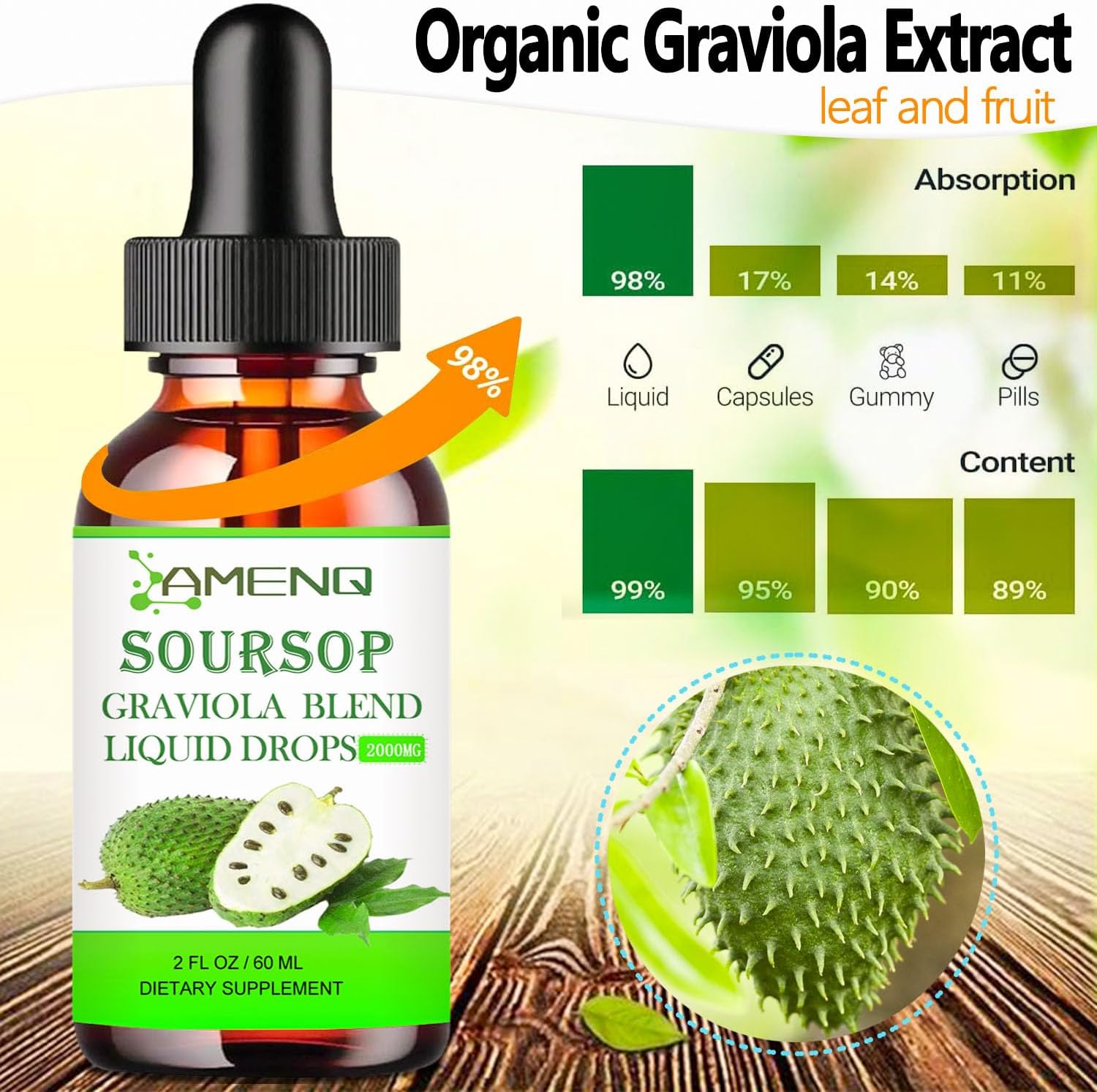 Organic Soursop Bitters Liquid with Multivitamin Drops - Immune & Energy Support