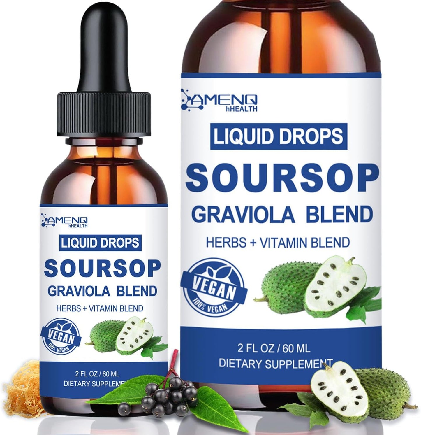 Organic Soursop Bitters Liquid with Sea Moss, Elderberry, Multivitamin & Zinc - 16-in-1 Soursop Oil for Skin, Cell Support, Antioxidant, Immune Booster - Pineapple Flavor - 2 Fl/Oz