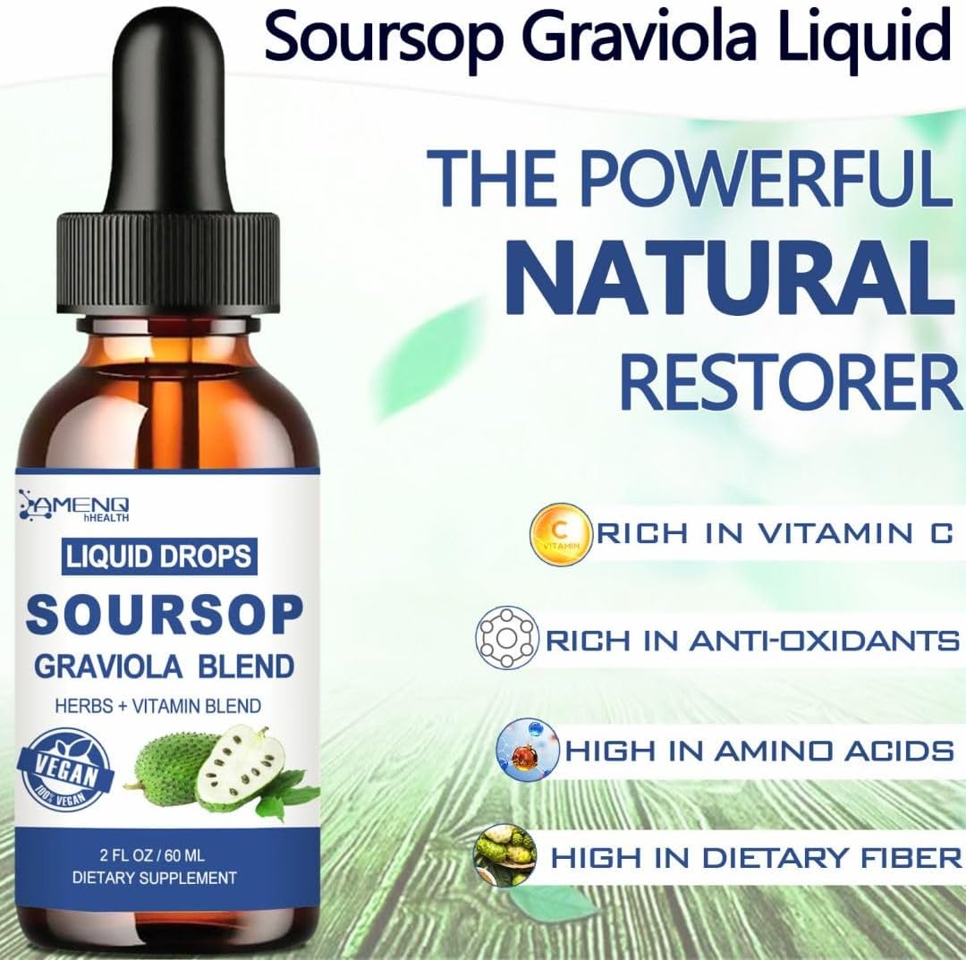 Organic Soursop Bitters Liquid with Sea Moss, Elderberry, Multivitamin & Zinc - 16-in-1 Soursop Oil for Skin, Cell Support, Antioxidant, Immune Booster - Pineapple Flavor - 2 Fl/Oz