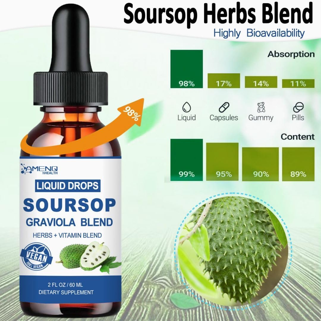Organic Soursop Bitters Liquid with Sea Moss, Elderberry, Multivitamin & Zinc - 16-in-1 Soursop Oil for Skin, Cell Support, Antioxidant, Immune Booster - Pineapple Flavor - 2 Fl/Oz