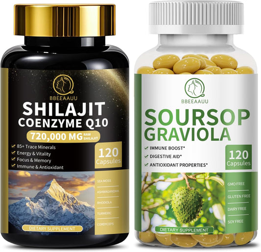 Organic Soursop Graviola Capsules with Kelp and Shilajit, Enhanced with Sea Moss and Ashwagandha for Ultimate Health Benefits