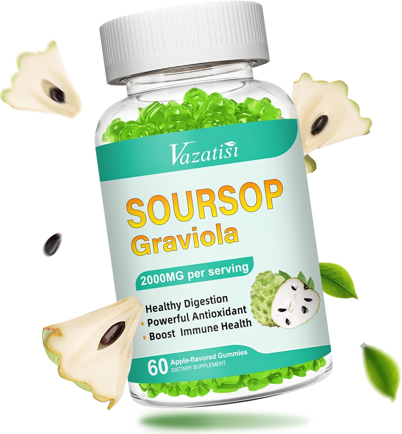 Organic Soursop Graviola Gummies for Cell Support & Immune Boost - 60 Count