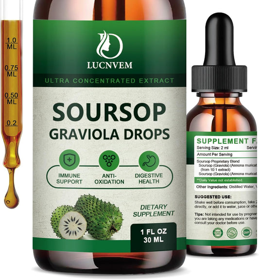 Organic Soursop Graviola Liquid Drops 2000mg - Antioxidant & Immune Support - 1 FL OZ