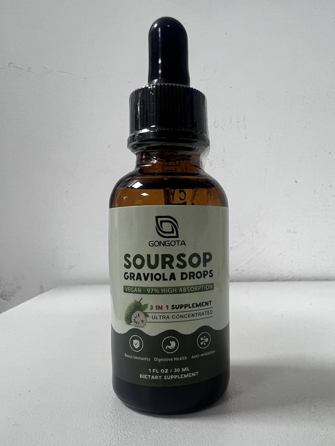 Organic Soursop Graviola Liquid Drops with Elderberry & Turmeric - Immune Support, Antioxidants - Herbal Extracts - 1 fl oz