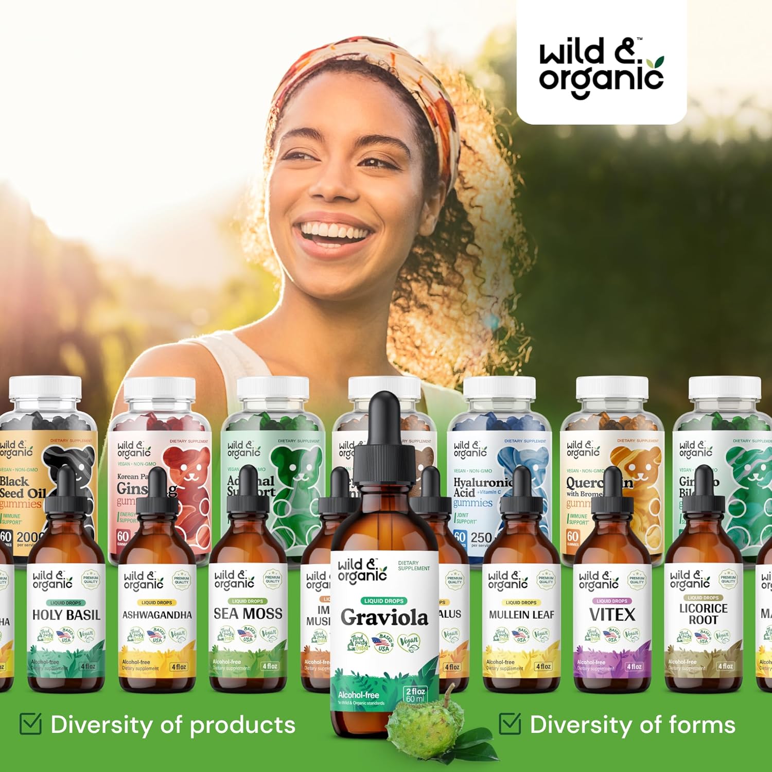 Organic Soursop Graviola Liquid Drops with Guanabana Leaves - Antioxidant Support Supplement - Vegan & Alcohol-Free - 2 fl oz