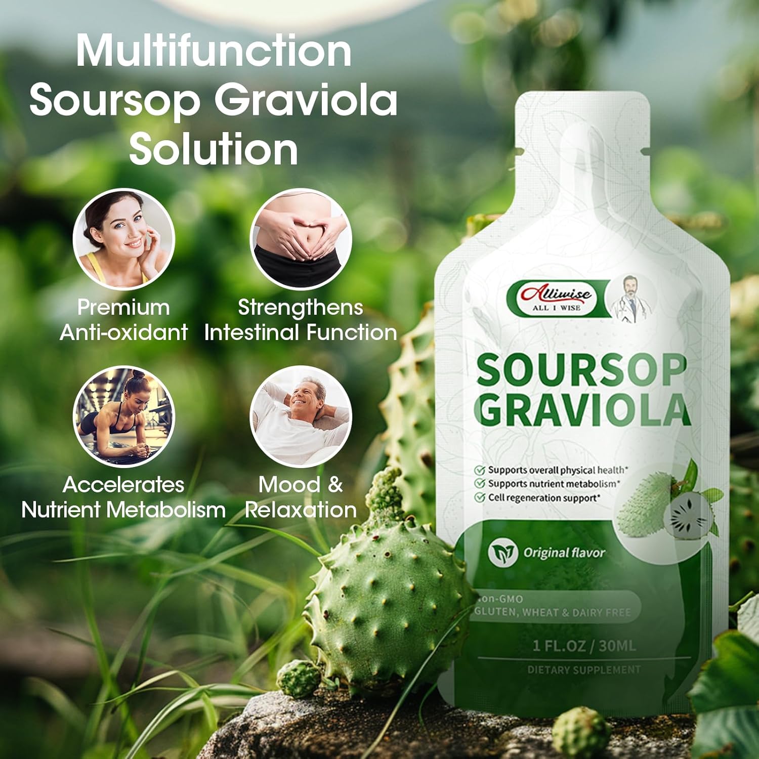Organic Soursop Graviola Liquid Extract for Cell Support & Immune Boost - 10 FL OZ