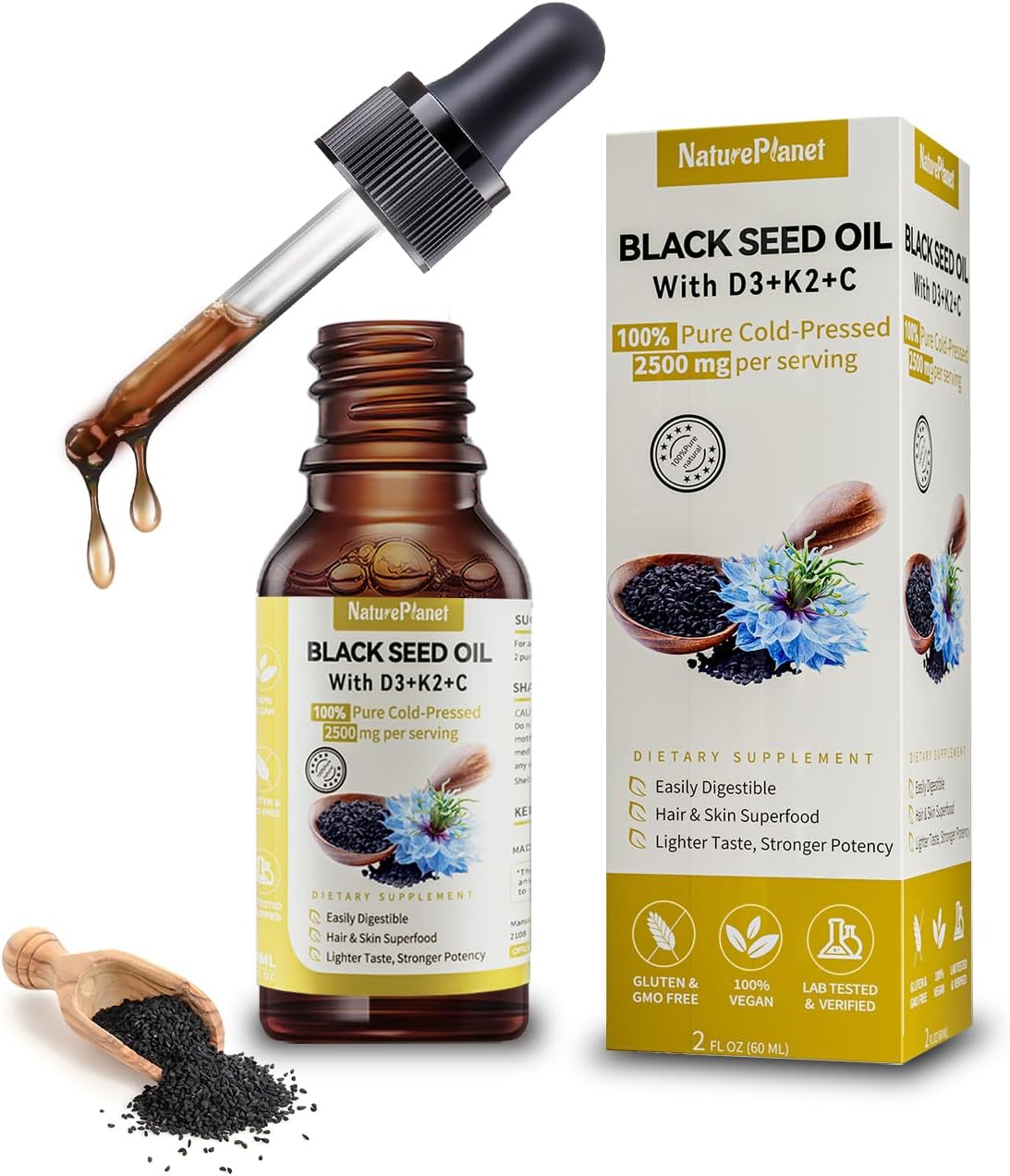 Organic Soursop Multivitamin and Black Seed Oil Liquid Drops Bundle for Natural Wellness
