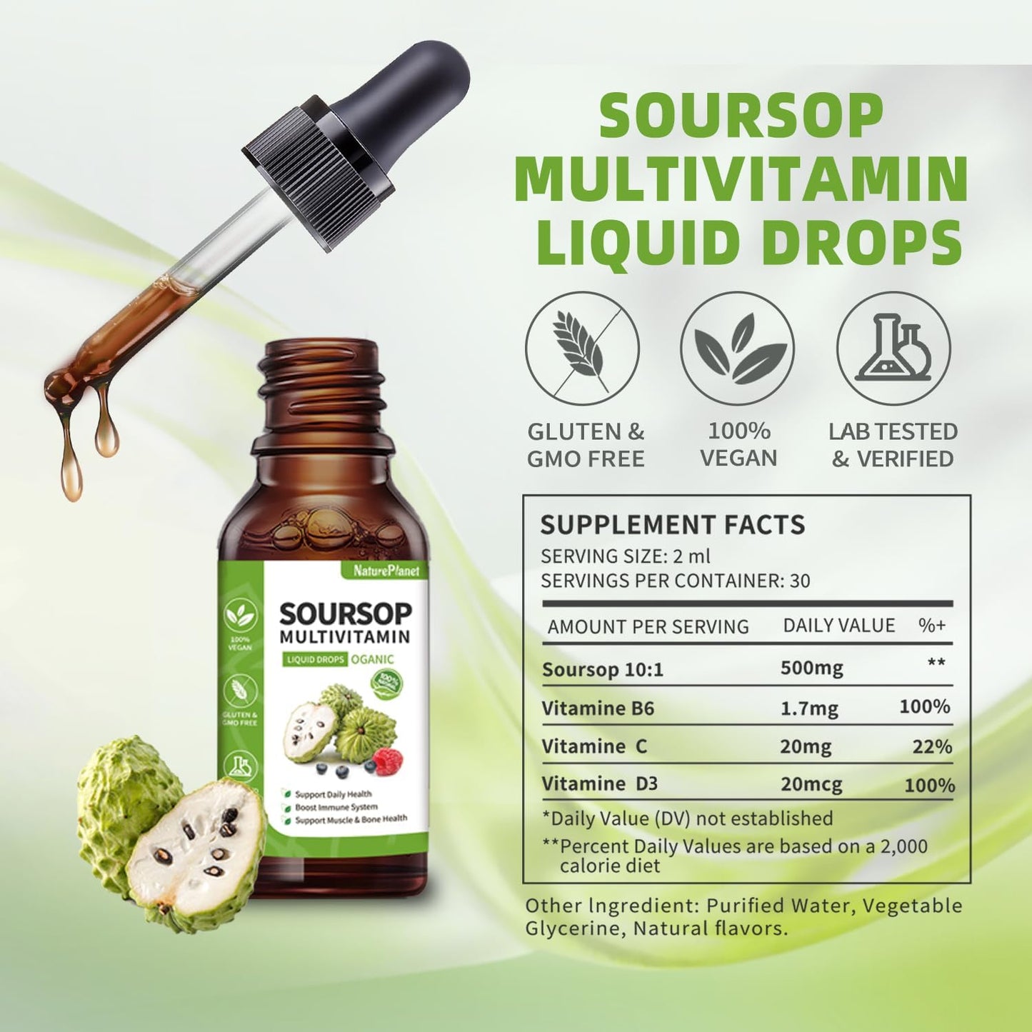 Organic Soursop Multivitamin and Black Seed Oil Liquid Drops Bundle for Natural Wellness
