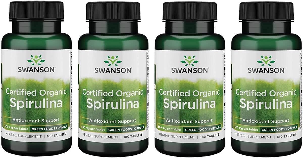 Organic Spirulina 500mg Tabs - 4 Pack of 180 Tablets by Swanson