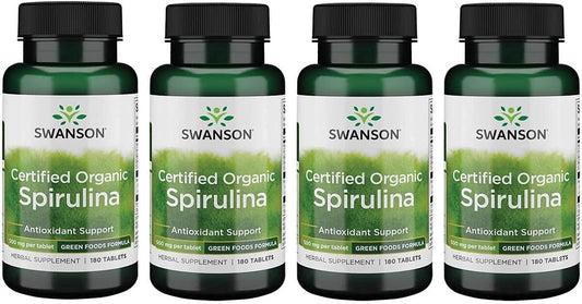 Organic Spirulina 500mg Tabs - 4 Pack of 180 Tablets by Swanson