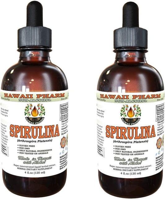 Organic Spirulina Alcohol-Free Liquid Extract, Hawaii Pharm 2x4 fl.oz Glycerite Supplement